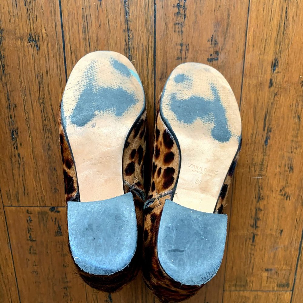 Zara Pony Hair Leopard Print Ankle Boots Leather - Picture 5 of 5
